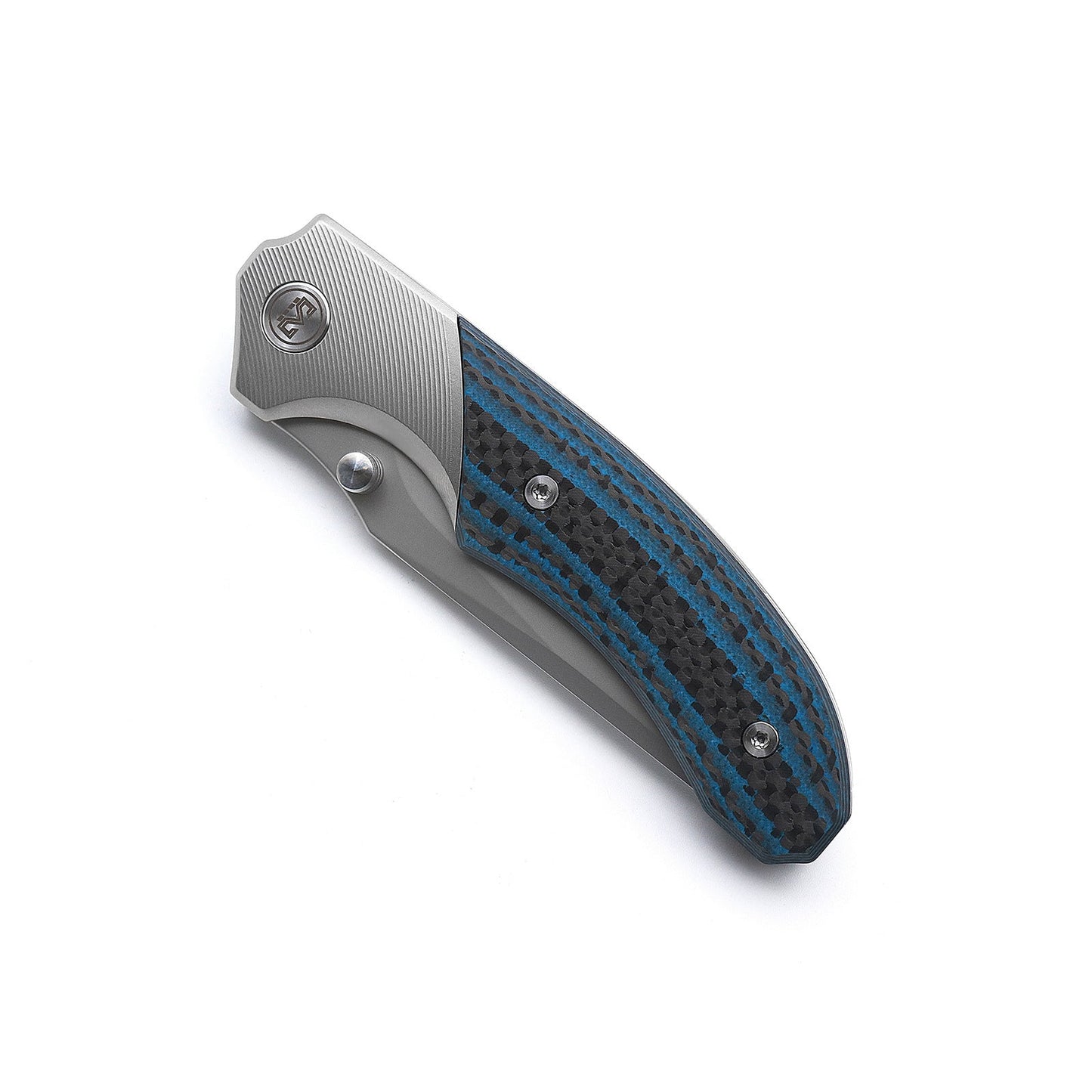 Miguron Centurion II Folding Knife Blue Carbon Fiber 3.5" Sandblasted M390 Blade MGR-609BUII