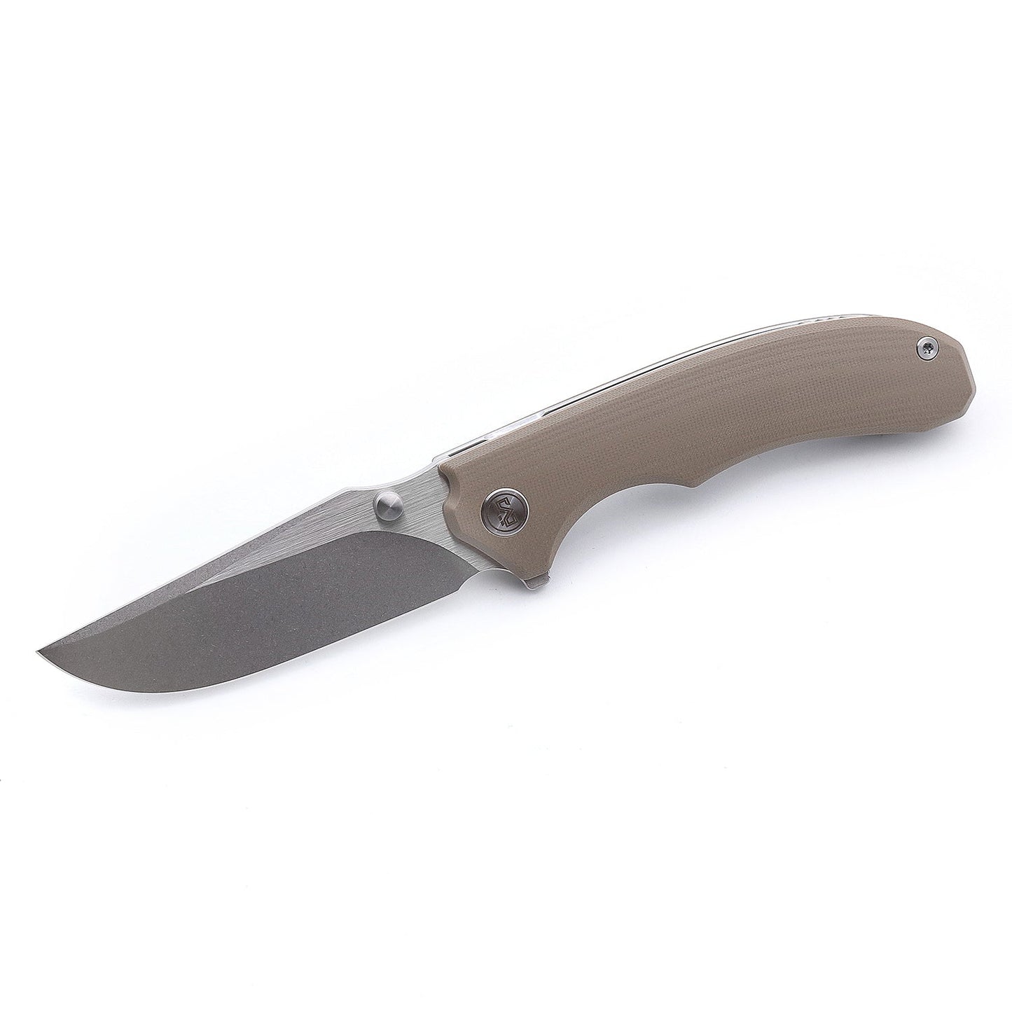 Miguron Centurion Folding Knife 3.5" 14C28N Stonewash & Satin Blade Tan G10 Handle MGR-812TN