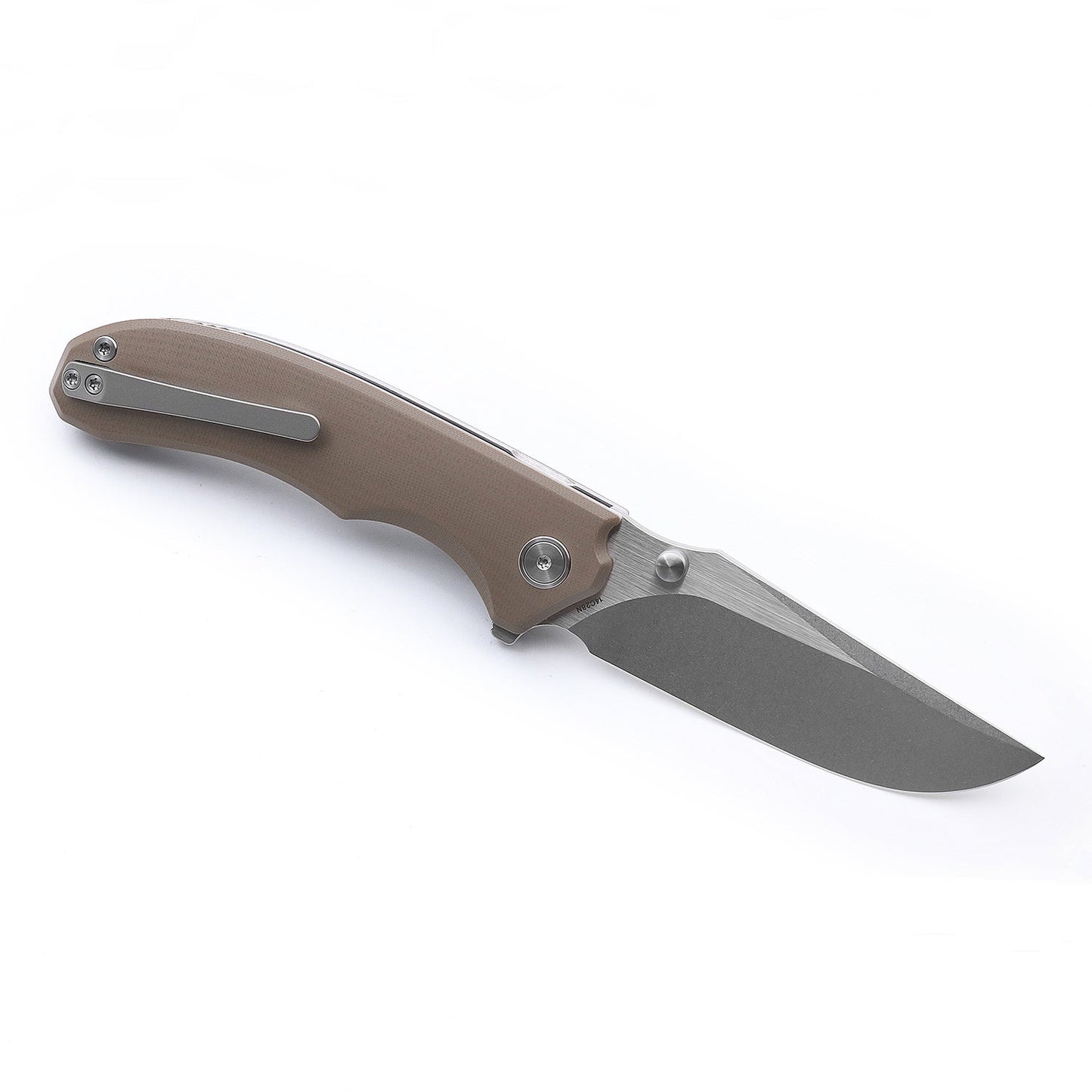 Miguron Centurion Folding Knife 3.5" 14C28N Stonewash & Satin Blade Tan G10 Handle MGR-812TN