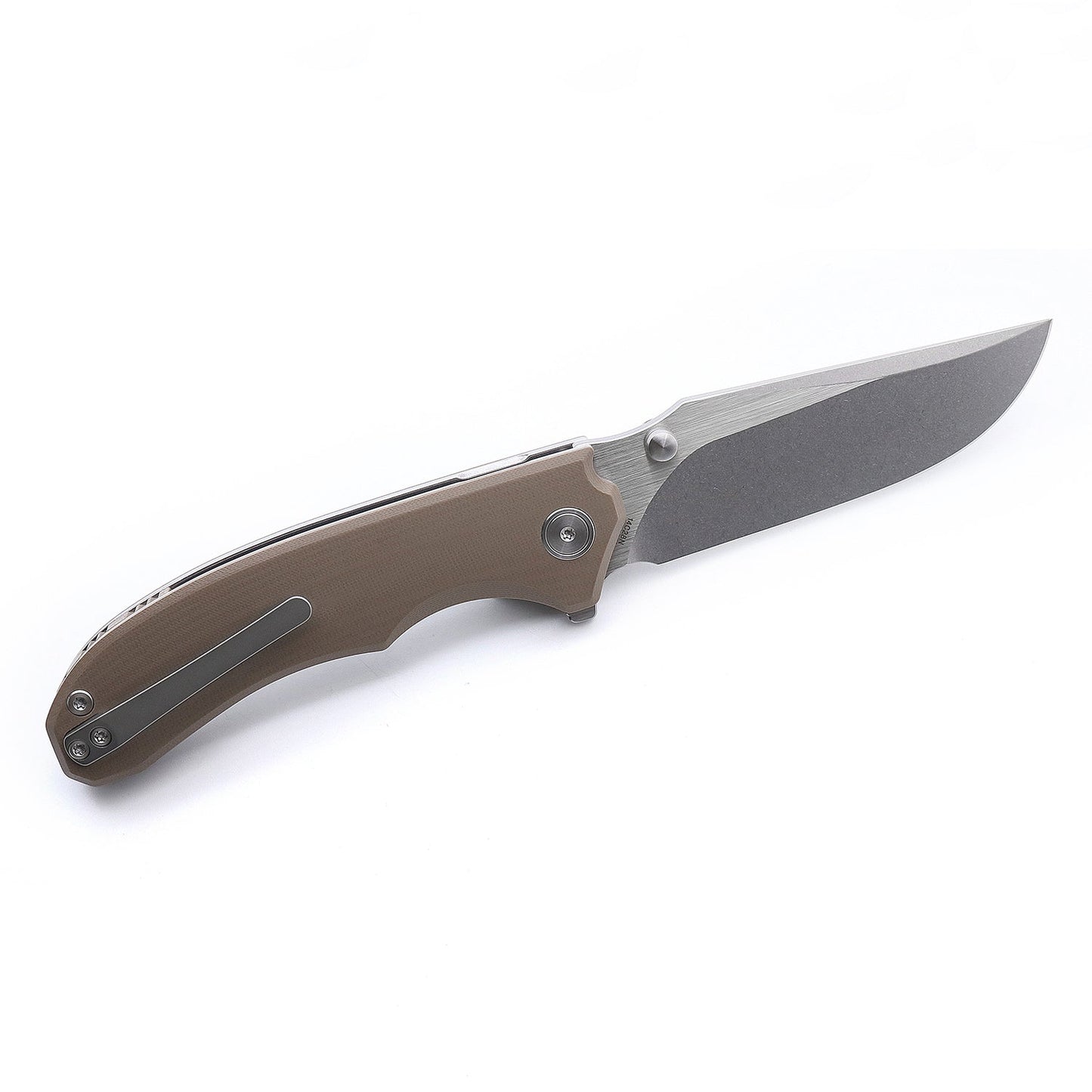 Miguron Centurion Folding Knife 3.5" 14C28N Stonewash & Satin Blade Tan G10 Handle MGR-812TN