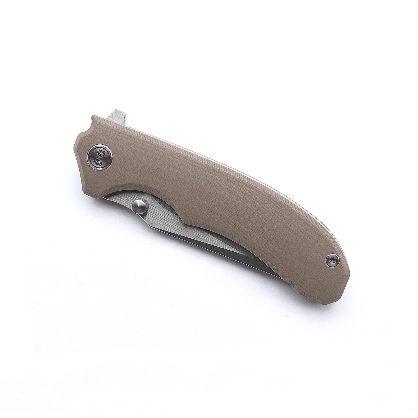 Miguron Centurion Folding Knife 3.5" 14C28N Stonewash & Satin Blade Tan G10 Handle MGR-812TN
