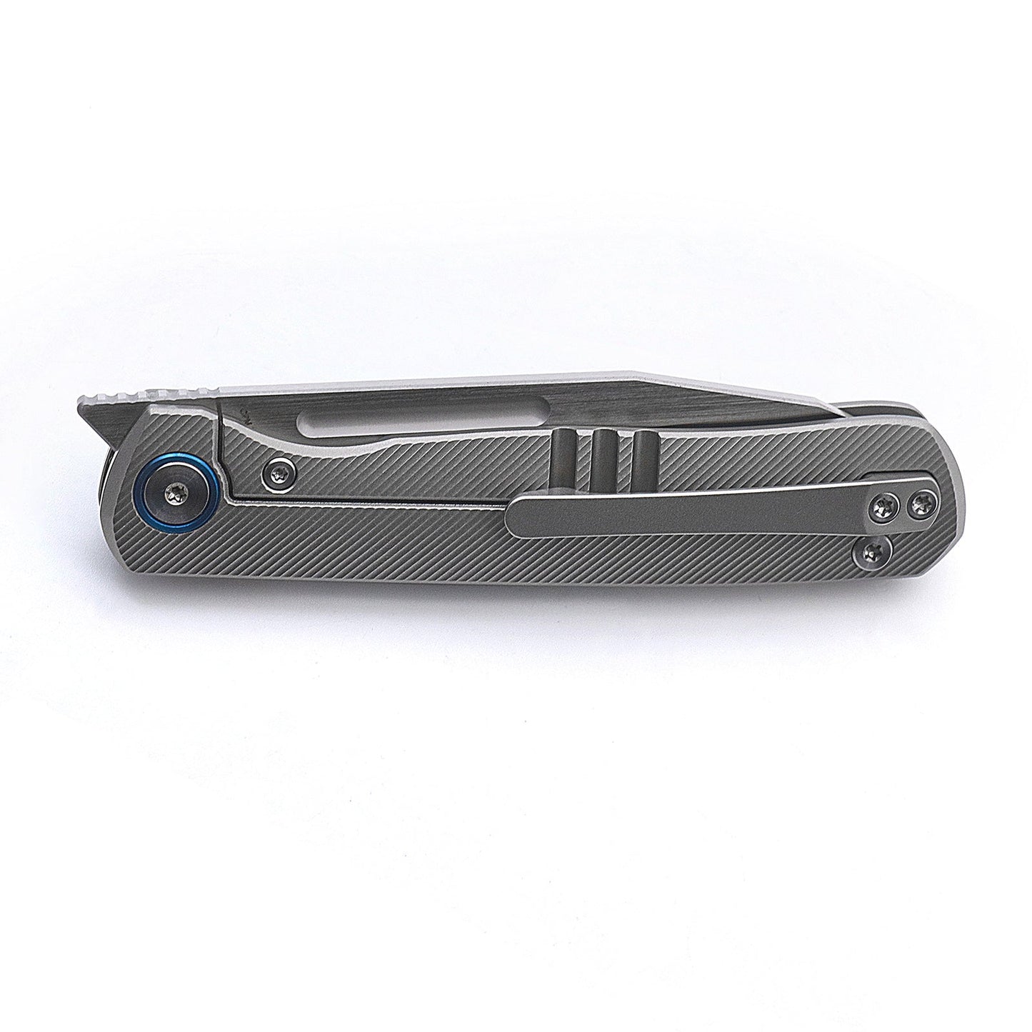 Miguron Ekry Front Flipper Folding Knife 3.35" CPM-20CV Rubbed Satin Blade Titanium Handle MGR-617GY