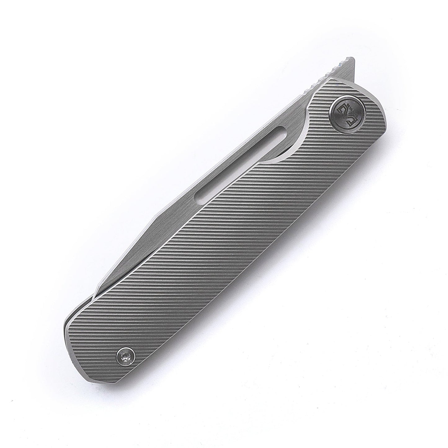 Miguron Ekry Front Flipper Folding Knife 3.35" CPM-20CV Rubbed Satin Blade Titanium Handle MGR-617GY