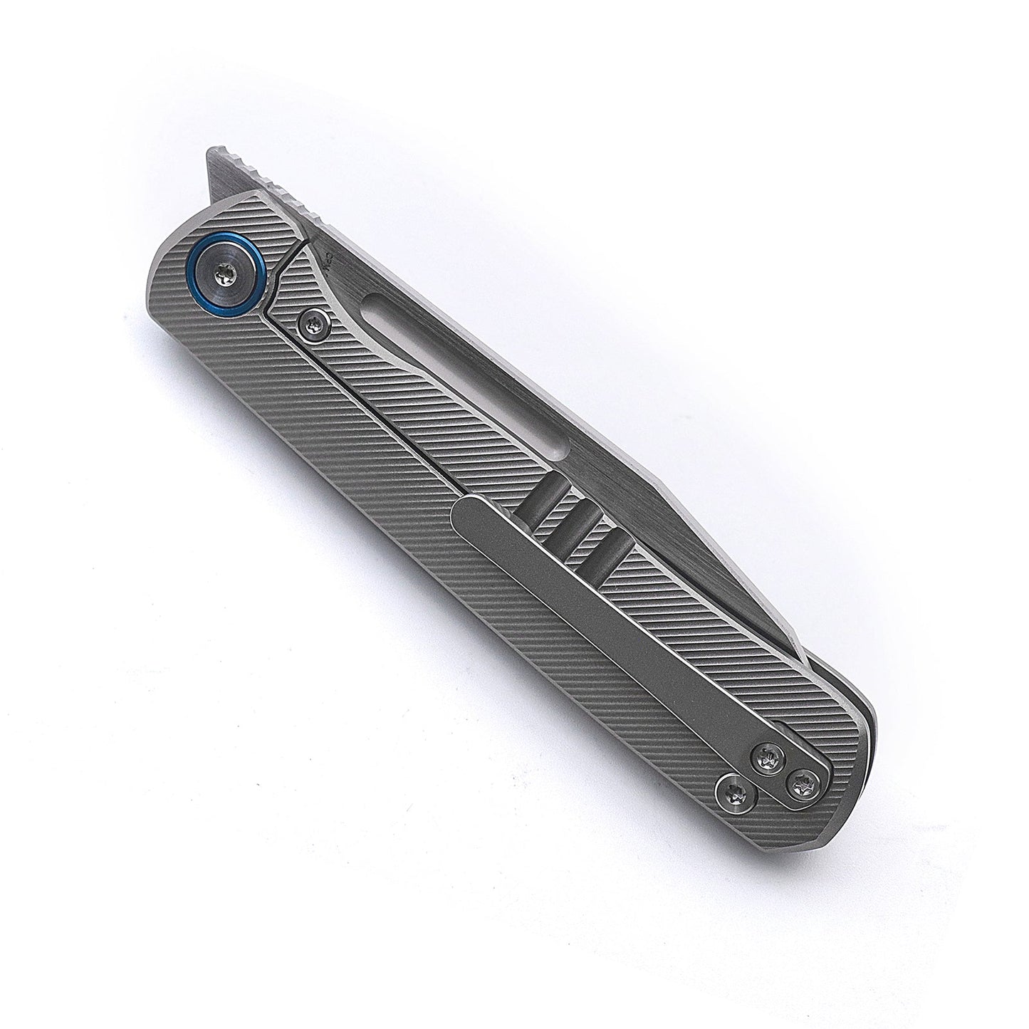 Miguron Ekry Front Flipper Folding Knife 3.35" CPM-20CV Rubbed Satin Blade Titanium Handle MGR-617GY