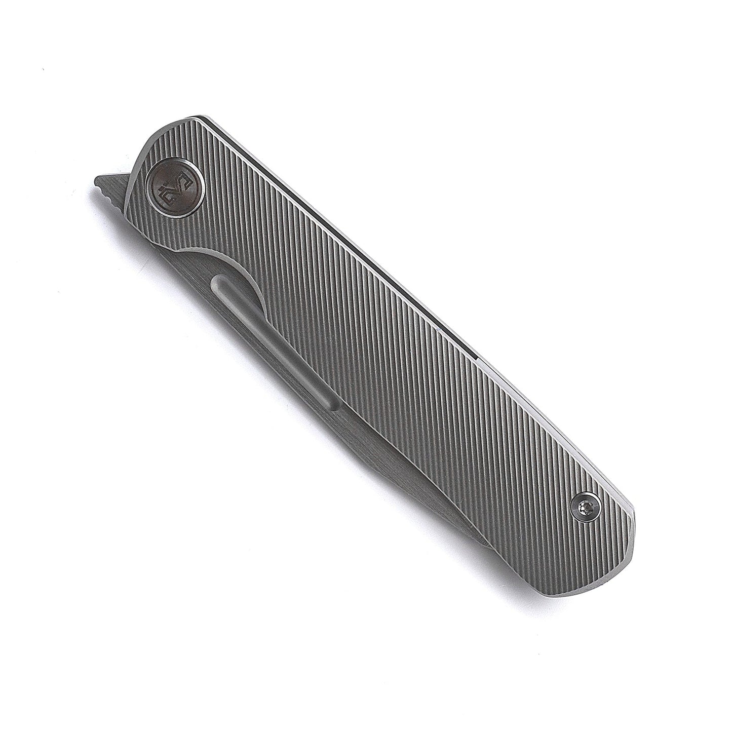 Miguron Ekry Front Flipper Folding Knife 3.35" CPM-20CV Rubbed Satin Blade Titanium Handle MGR-617GY