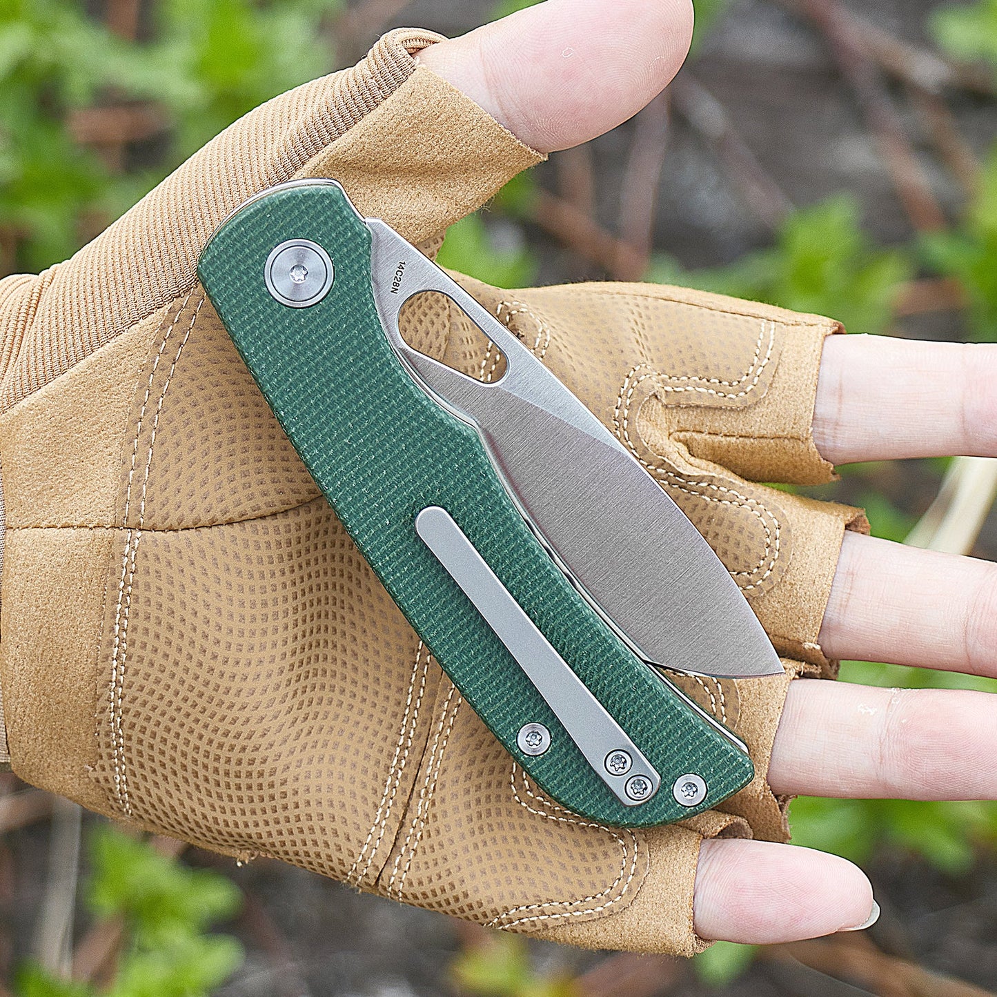Miguron Moyarl Folding Knife 3.25" 14C28N Satin Blade Green Micarta Handle MGR-806MGN
