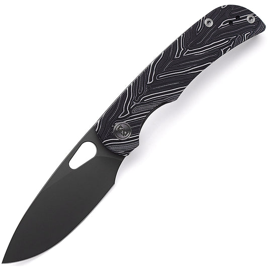 Miguron Moyarl Folding Knife 3.25" PVD 14C28N Blade Black Damascus G10 Handle MGR-806DBK
