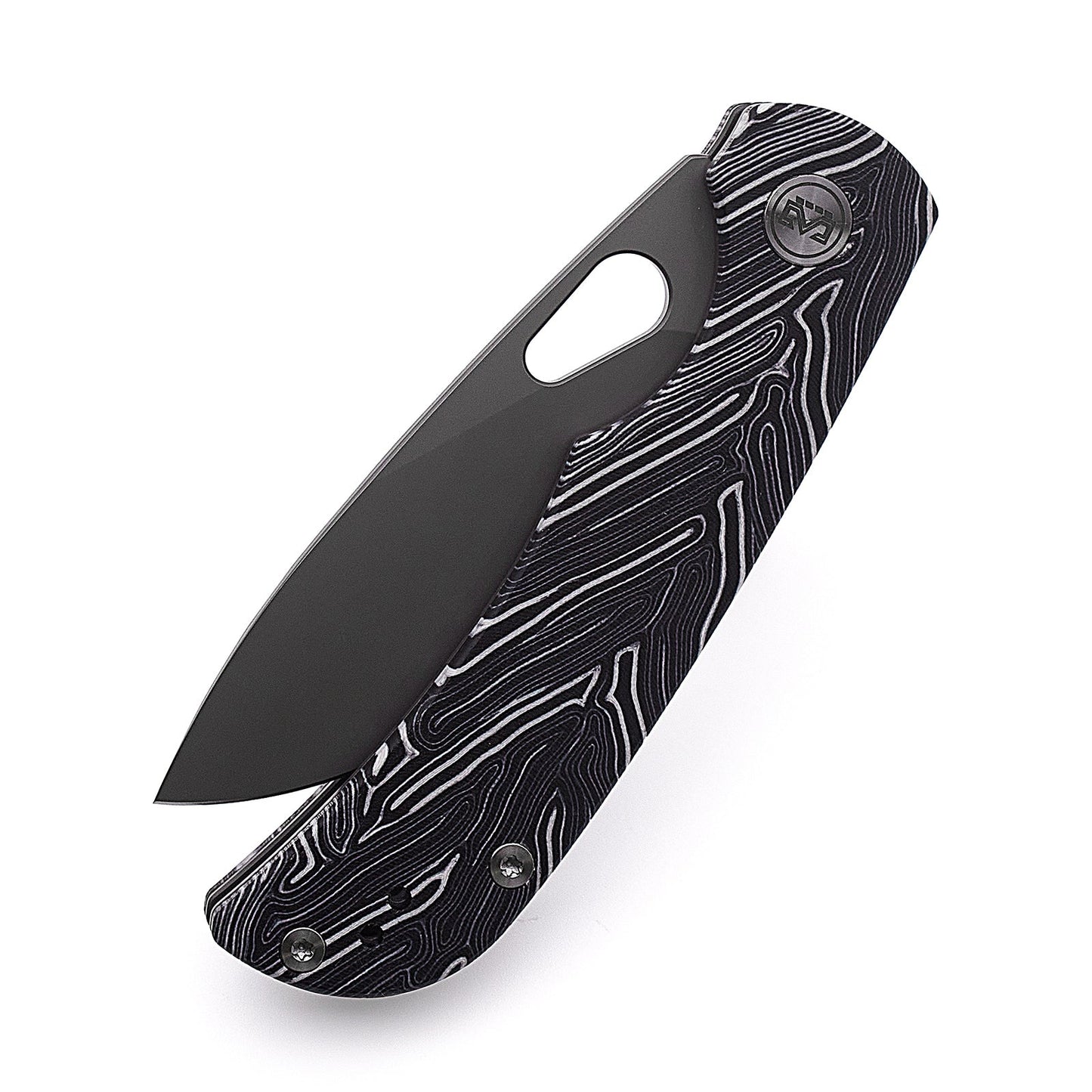 Miguron Moyarl Folding Knife 3.25" PVD 14C28N Blade Black Damascus G10 Handle MGR-806DBK