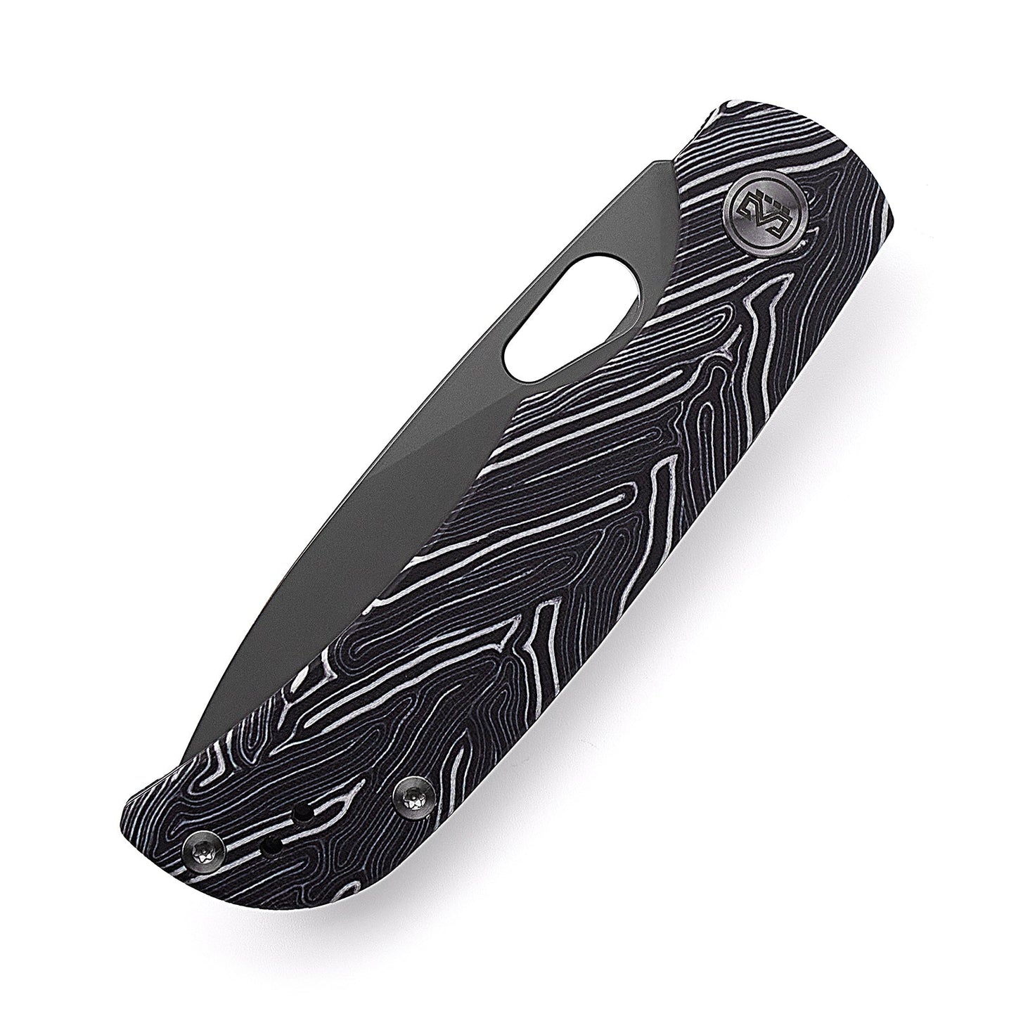 Miguron Moyarl Folding Knife 3.25" PVD 14C28N Blade Black Damascus G10 Handle MGR-806DBK