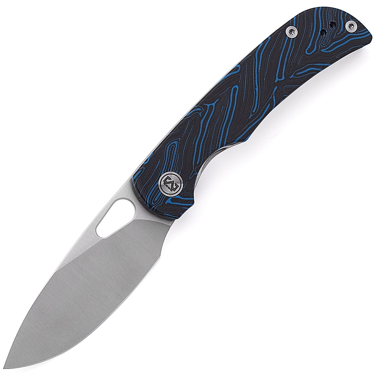 Miguron Moyarl Folding Knife 3.25" Satin 14C28N Blade Blue Damascus G10 Handle MGR-806DBU