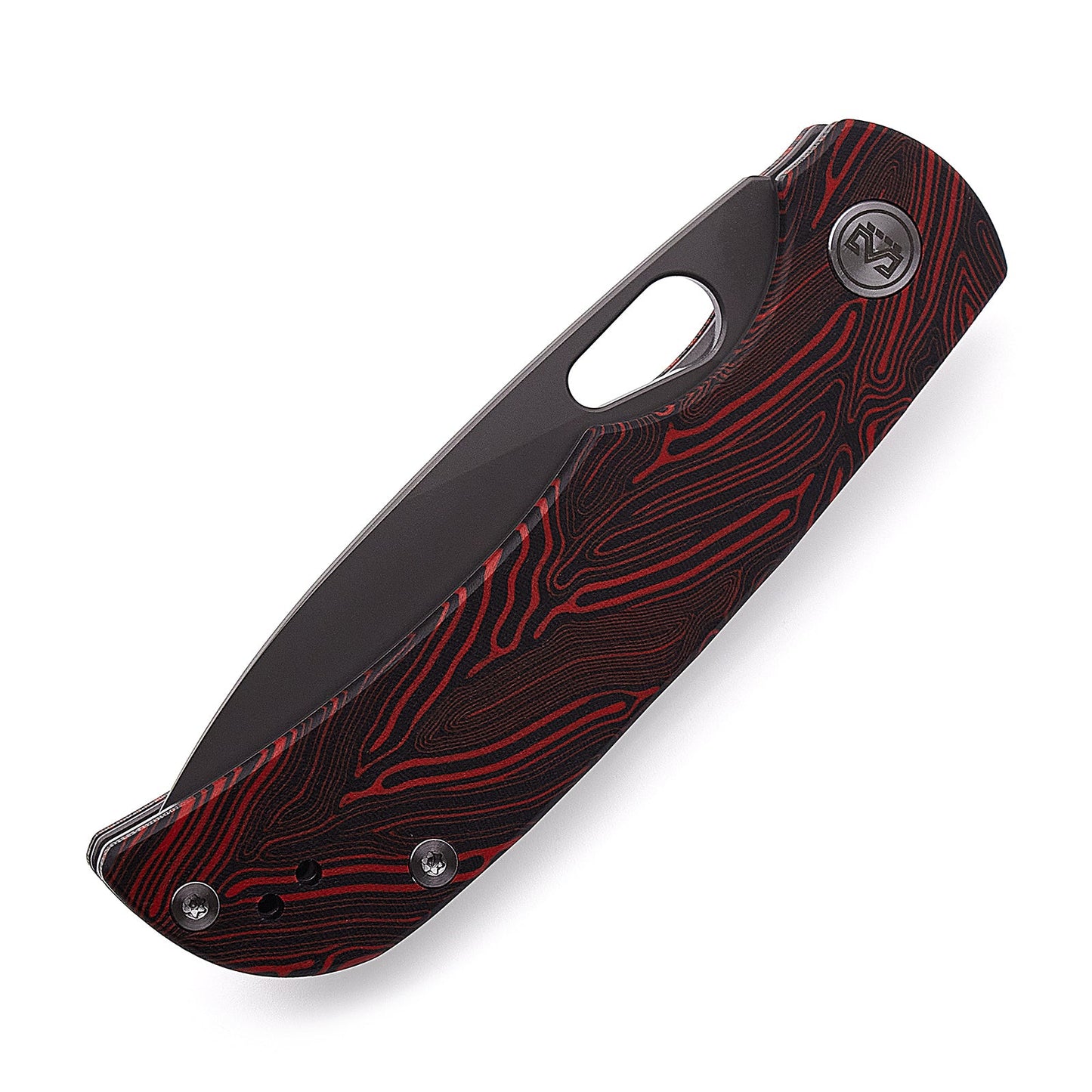 Miguron Moyarl Folding Knife 3.25" 14C28N Dark Grey PVD Blade Red Damascus G10 Handle MGR-806DRD
