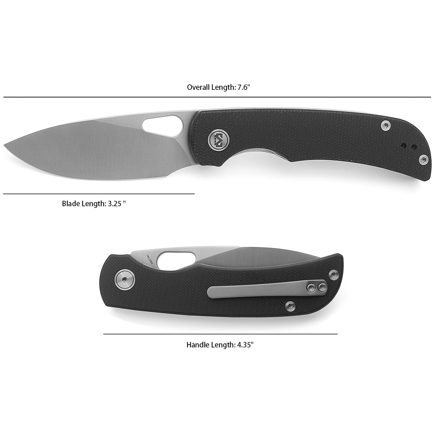 Miguron Moyarl Folding Knife 3.25" 14C28N Satin Blade Black Micarta Handle MGR-806MWBK