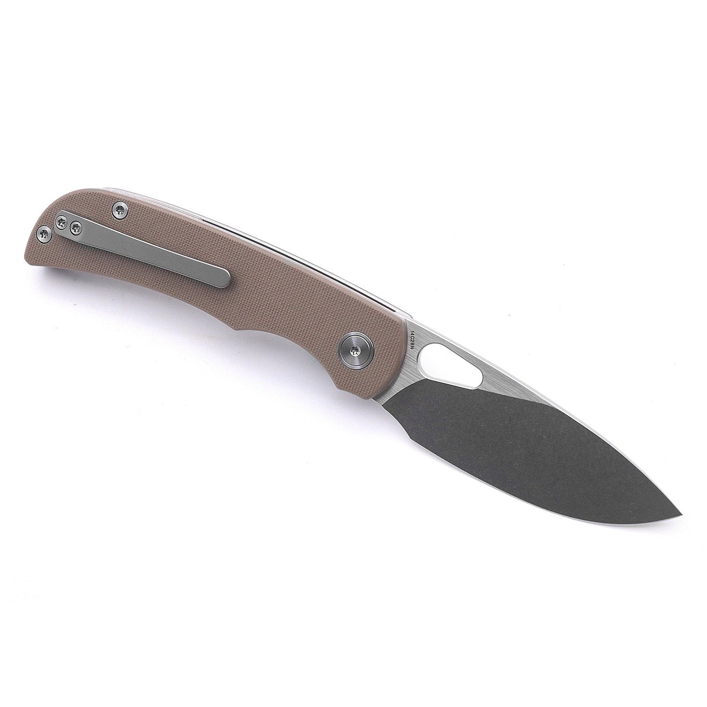 Miguron Moyarl Folding Knife 3.25" Stonewash/Satin 14C28N Blade Tan G10 Handle MGR-806TN