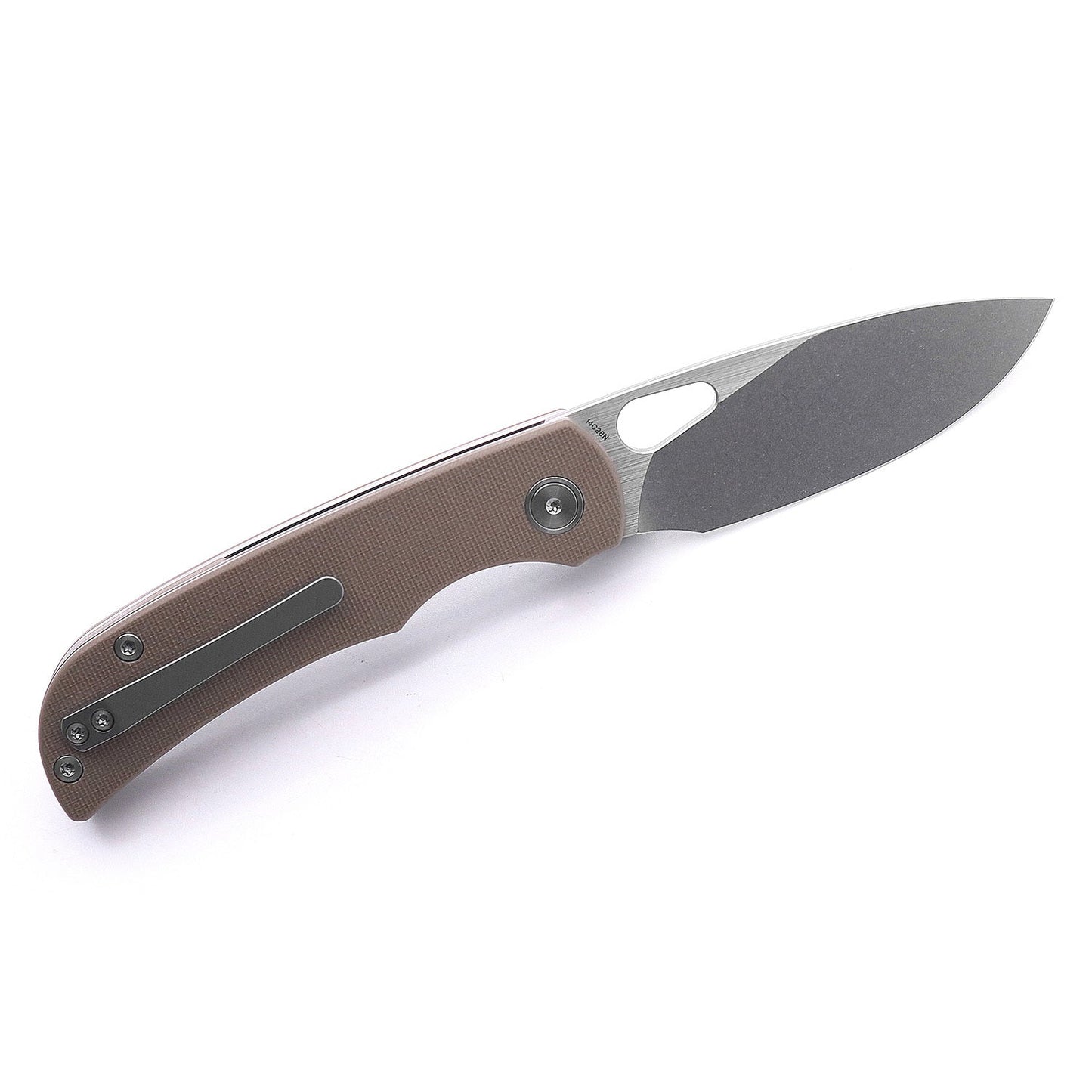 Miguron Moyarl Folding Knife 3.25" Stonewash/Satin 14C28N Blade Tan G10 Handle MGR-806TN
