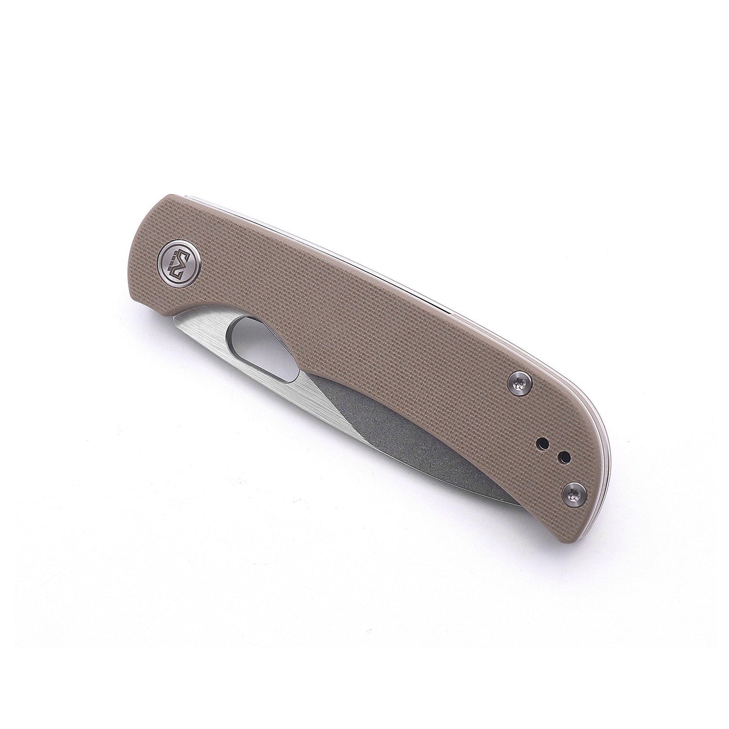 Miguron Moyarl Folding Knife 3.25" Stonewash/Satin 14C28N Blade Tan G10 Handle MGR-806TN
