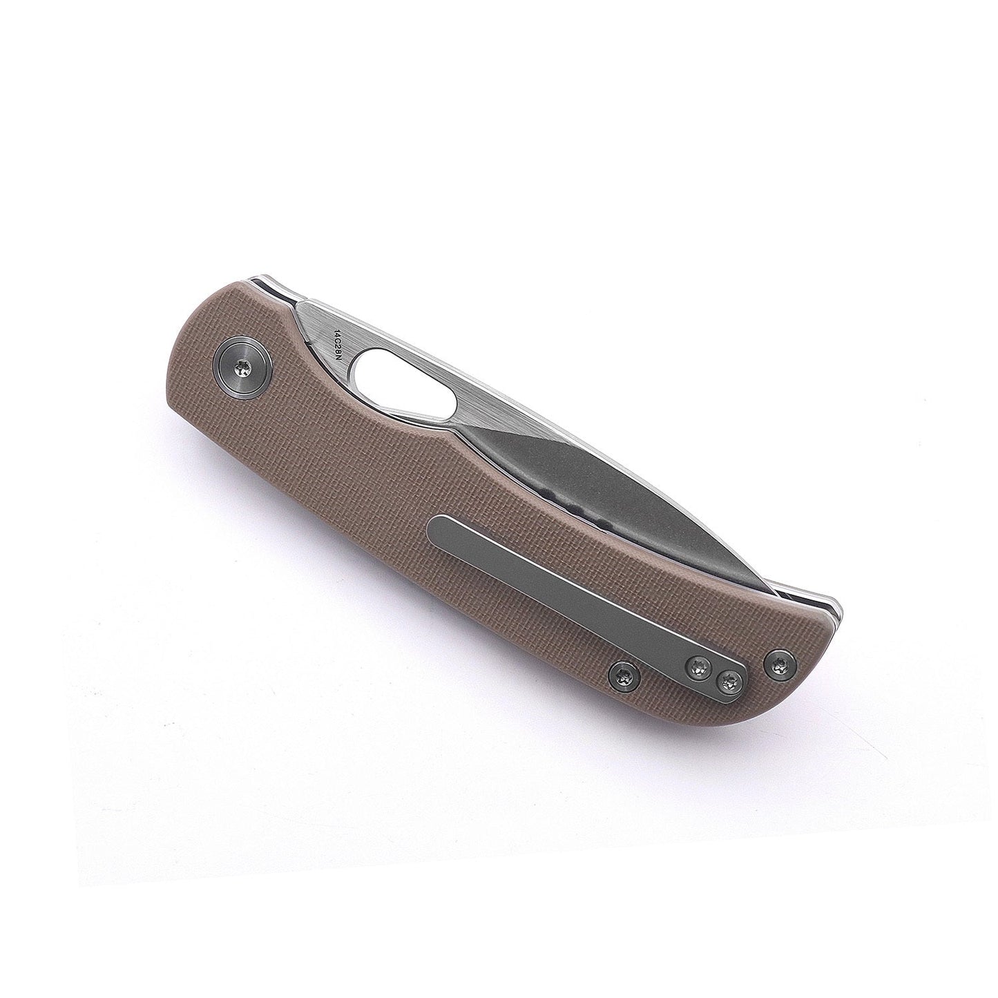 Miguron Moyarl Folding Knife 3.25" Stonewash/Satin 14C28N Blade Tan G10 Handle MGR-806TN