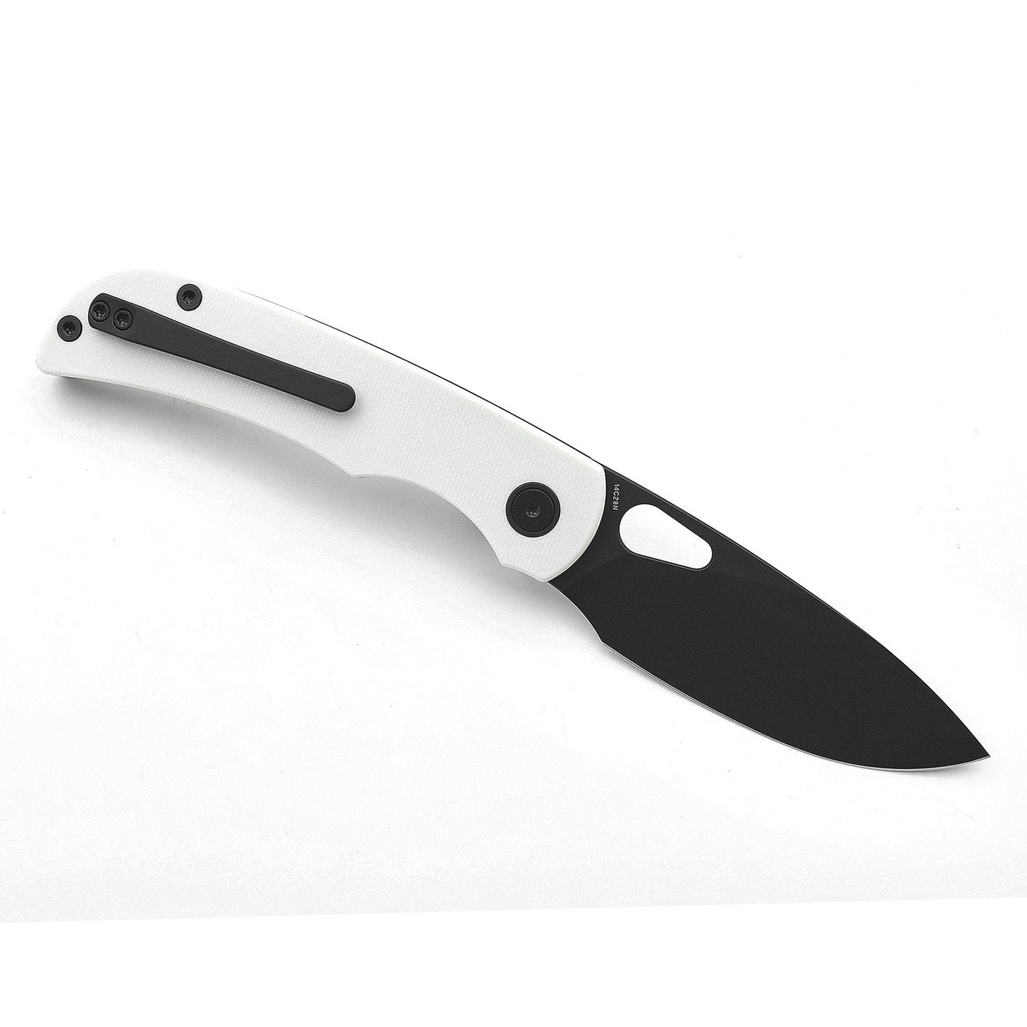 Miguron Moyarl Folding Knife 3.25" Black PVD 14C28N Blade White G10 Handle MGR-806WH