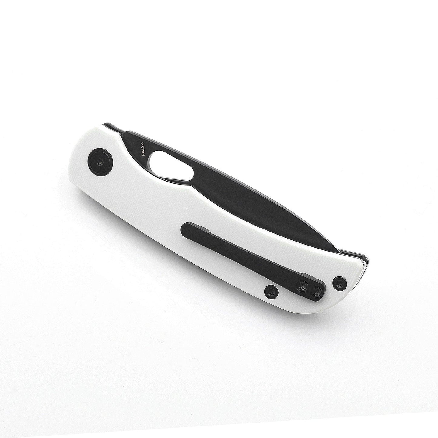 Miguron Moyarl Folding Knife 3.25" Black PVD 14C28N Blade White G10 Handle MGR-806WH