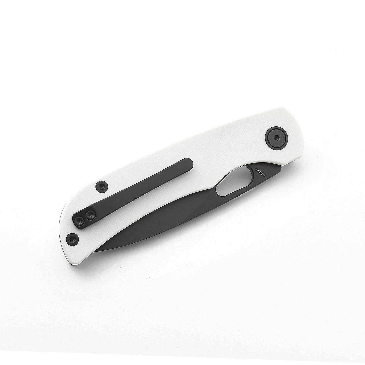 Miguron Moyarl Folding Knife 3.25" Black PVD 14C28N Blade White G10 Handle MGR-806WH