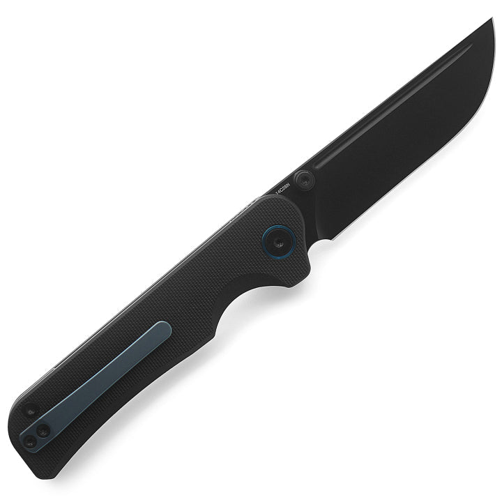 Miguron Pagos MGR-807SBK open position showing 14C28N drop point blade