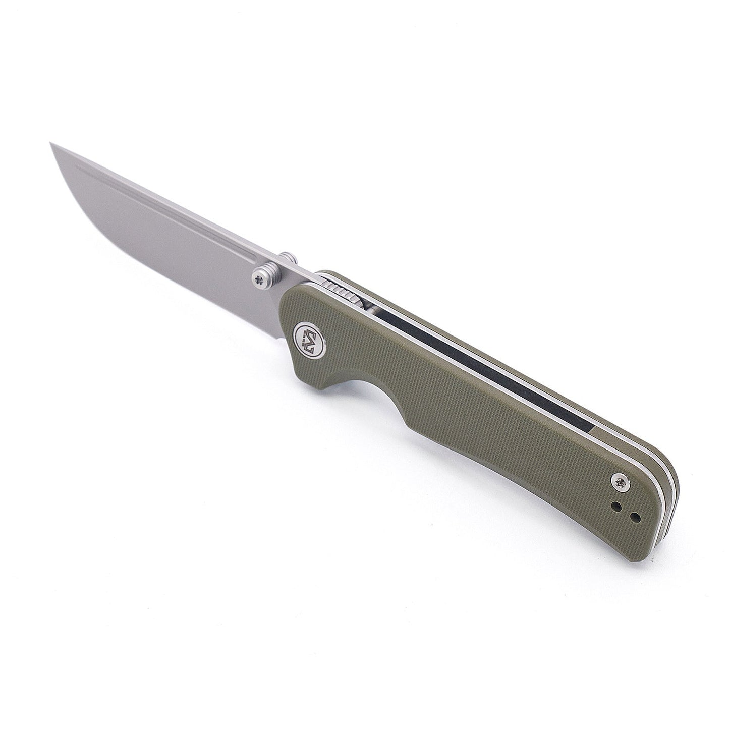 Miguron Pagos Front Flipper Knife 3.25" Black PVD 14C28N Blade Green G10 Handle MGR-807SGN