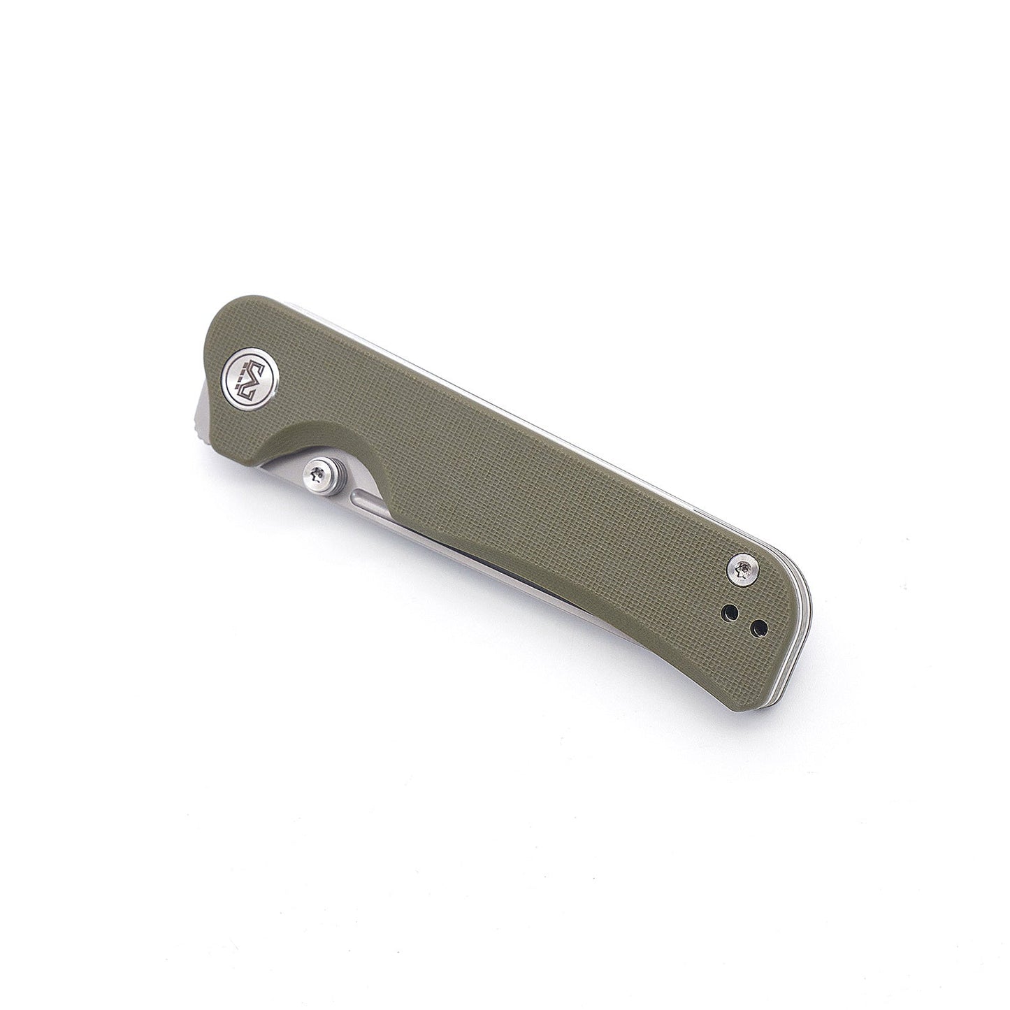 Miguron Pagos Front Flipper Knife 3.25" Black PVD 14C28N Blade Green G10 Handle MGR-807SGN