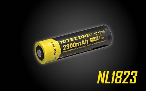 Nitecore NL1823 (NL183) front view – 2300mAh 3.7V protected 18650 Li-ion rechargeable battery