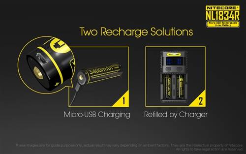 Nitecore NL1834R 3400mAh USB rechargeable 18650 battery – product view