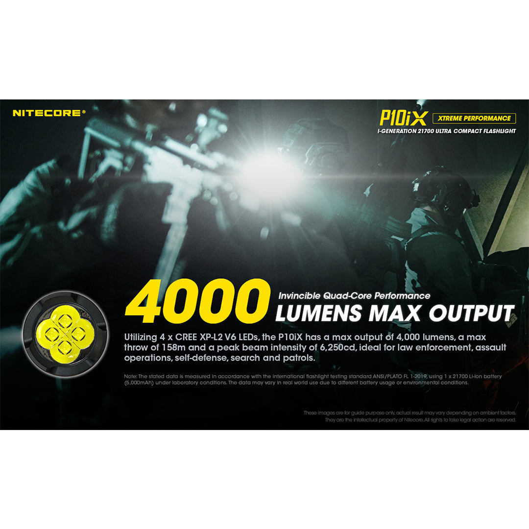 Nitecore P10iX NIT-P10iX 4000 lumen LED tactical flashlight – manufacturer feature image 1