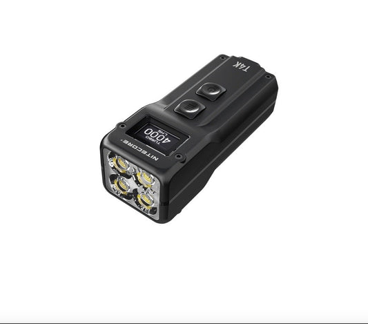Nitecore T4K front view – 4000 lumen USB-C rechargeable keychain flashlight