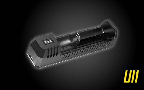 Nitecore UI1 front view – single-slot portable USB Li-ion battery charger