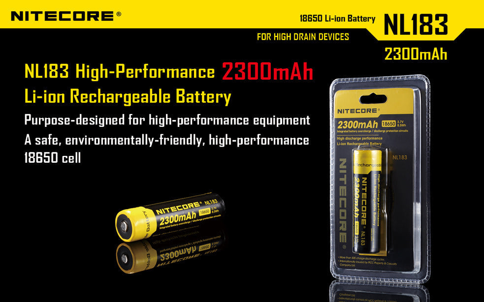 Nitecore 2300 mAh 18650 Protected Lithium Rechargeable Battery
