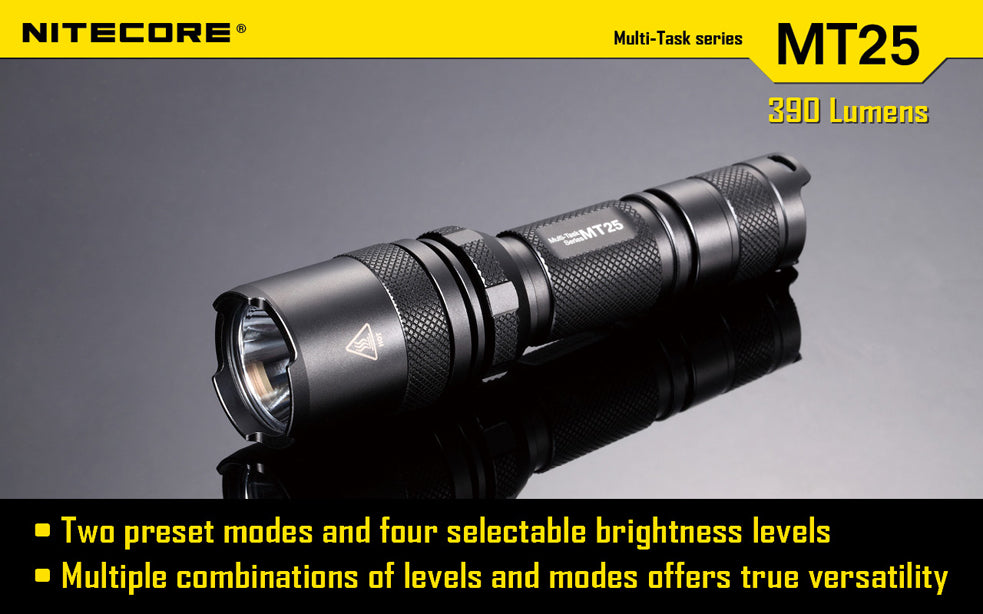 Nitecore Multi Task Series MT25 390 Lumen 2 x CR123 / 1 x 18650 CREE XP-G LED Flashlight