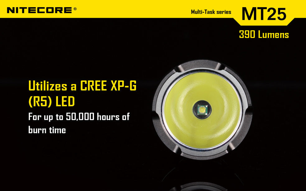 Nitecore Multi Task Series MT25 390 Lumen 2 x CR123 / 1 x 18650 CREE XP-G LED Flashlight
