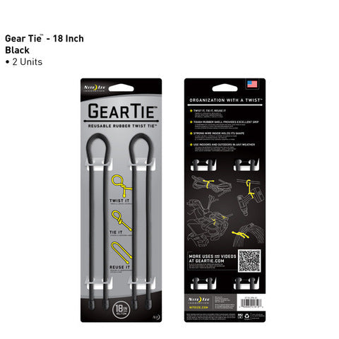 Nite Ize Gear Tie 18 inch - Black 2pk
