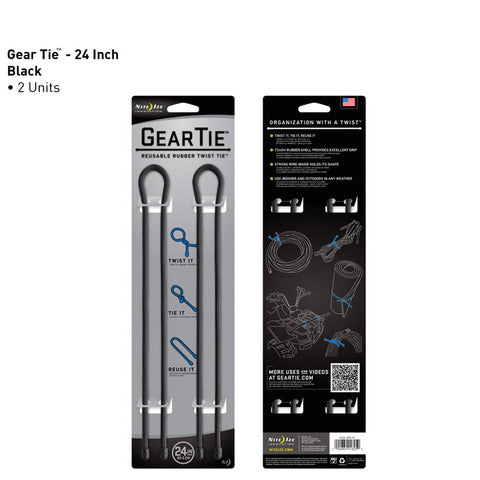 Nite Ize Gear Tie 24 inch - Black 2pk