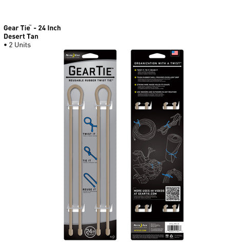 Nite Ize Gear Tie 24 inch - Desert Tan 2pk