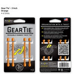 Nite Ize Gear Tie 3 inch - Orange 4pk