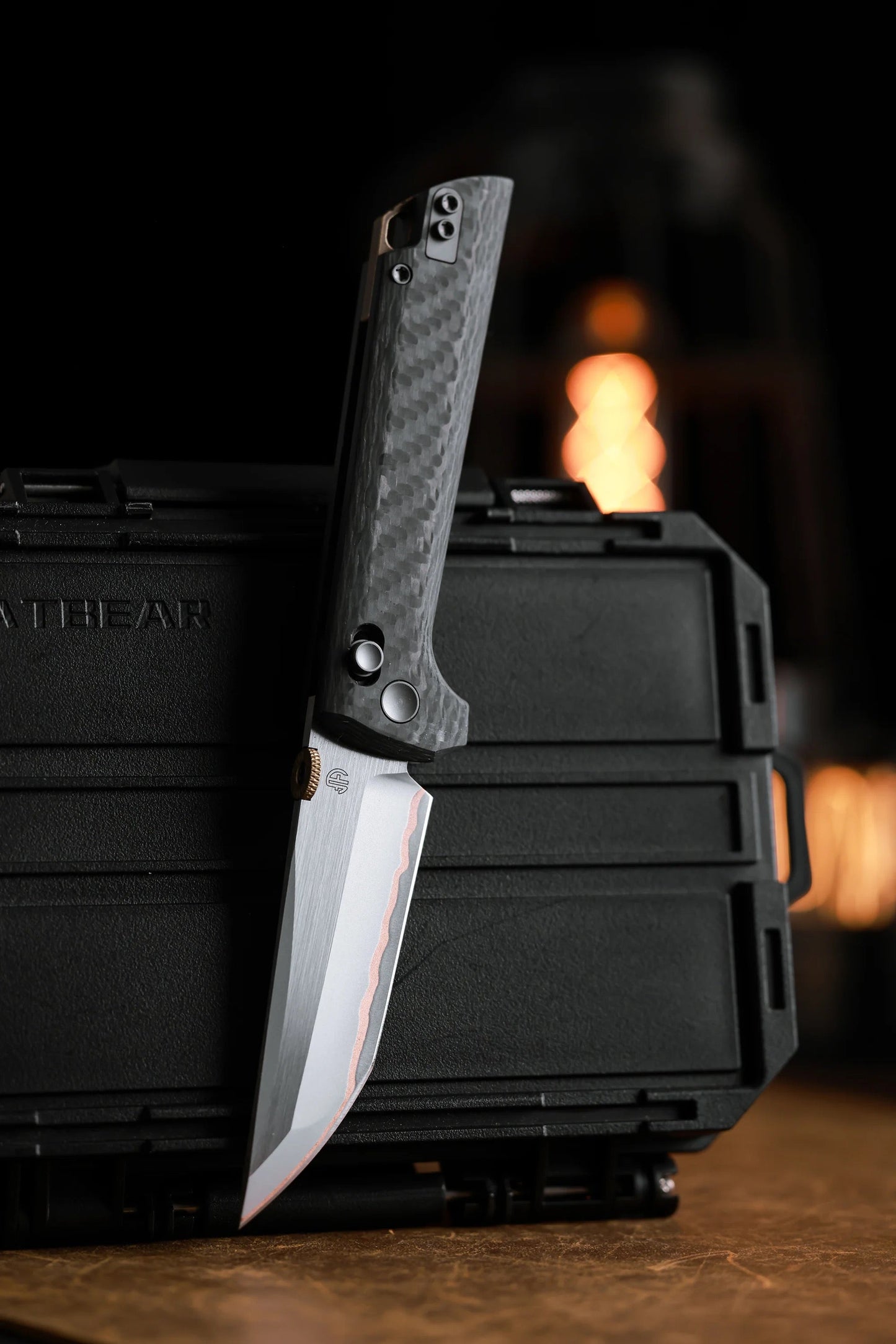 North Mountain Blade 2418-CF-5 Carbon Fiber Chop – 3.5" 5-Layer Copper Steel Crossbar Lock Folding Knife