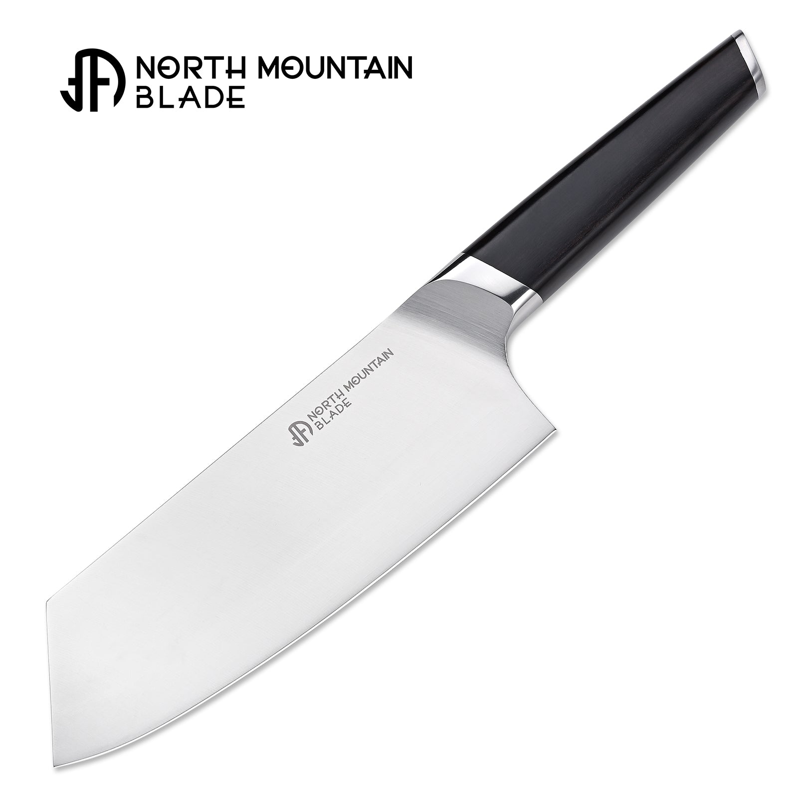 North Mountain Blade NMB-Kitchen front view – 8" German DIN 1.4116 stainless slicing kitchen knife with solid wood handle