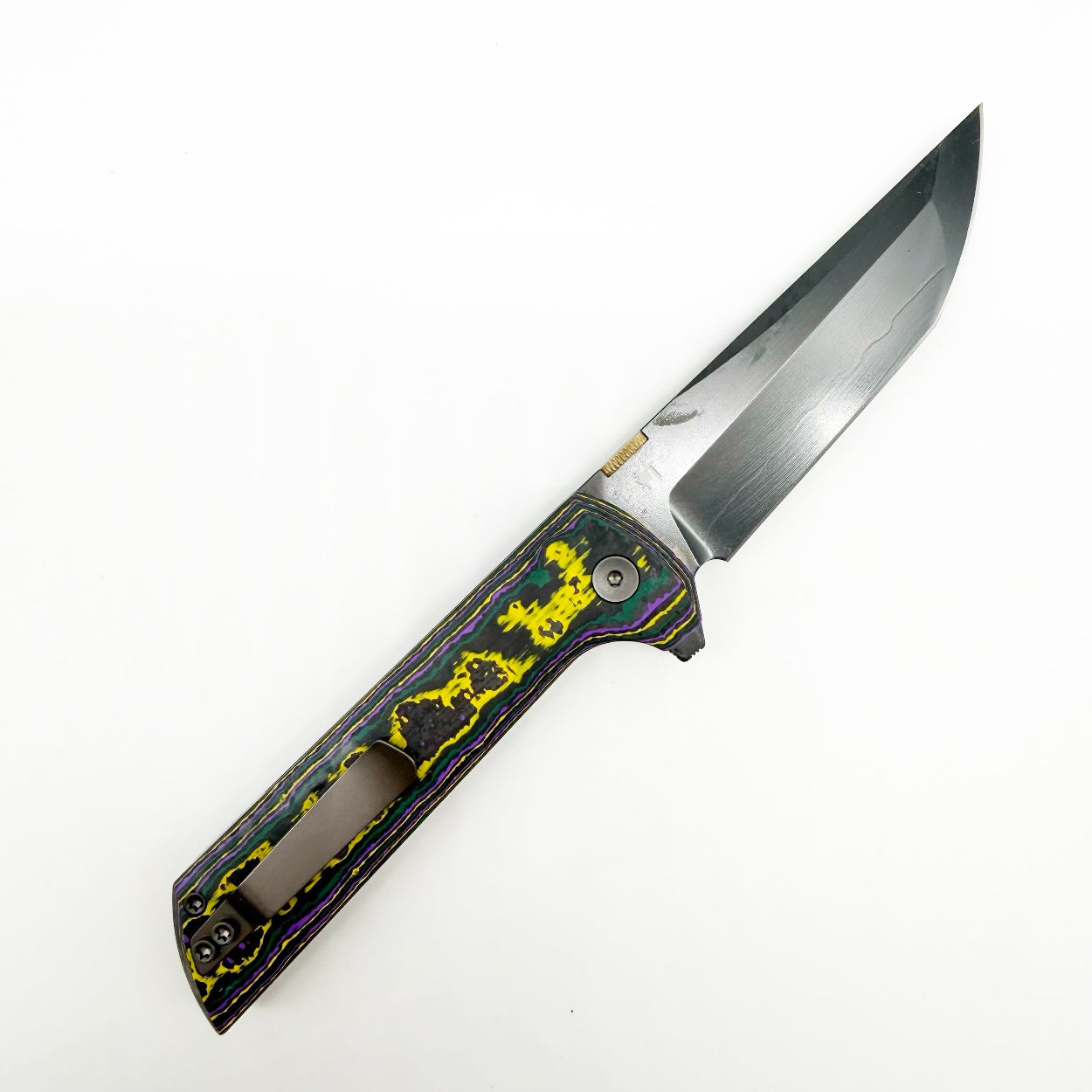North Mountain Blade 2406 Venom Chop2 – 3.5" SLD-Magic DLC Tanto Folding Knife UV Reactive Carbon Fiber Handle .45 Style Thumb Disc
