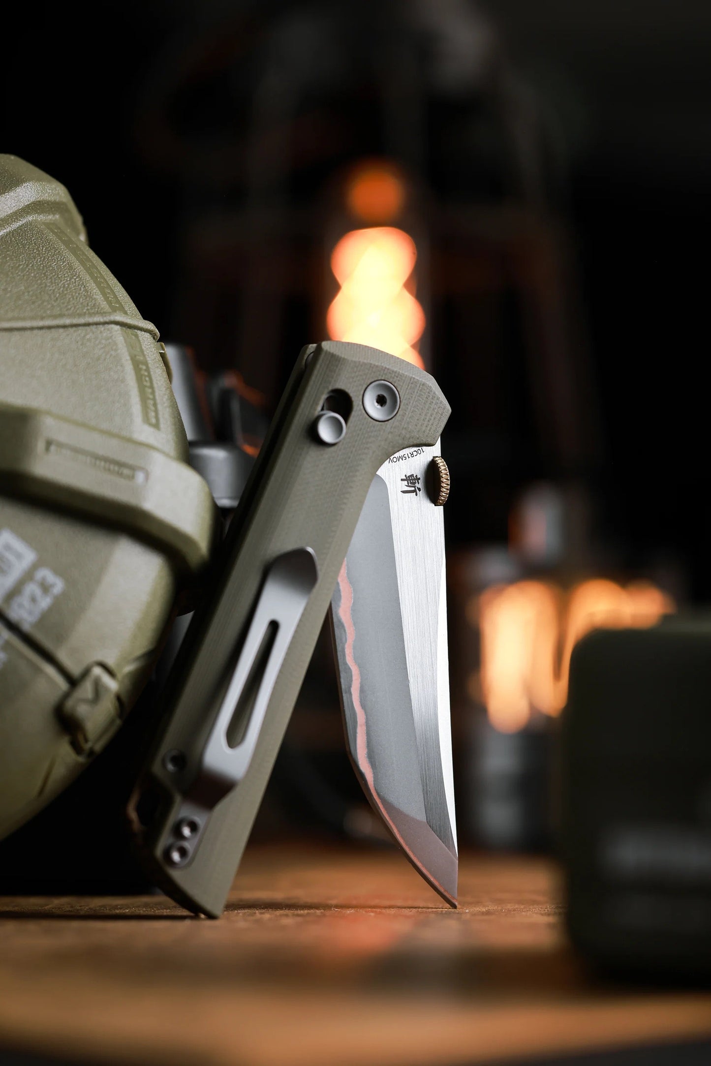 North Mountain Blade 2418-GR-5 Chop – Green G10 3.5" 5-Layer Copper Steel Crossbar Lock Knife