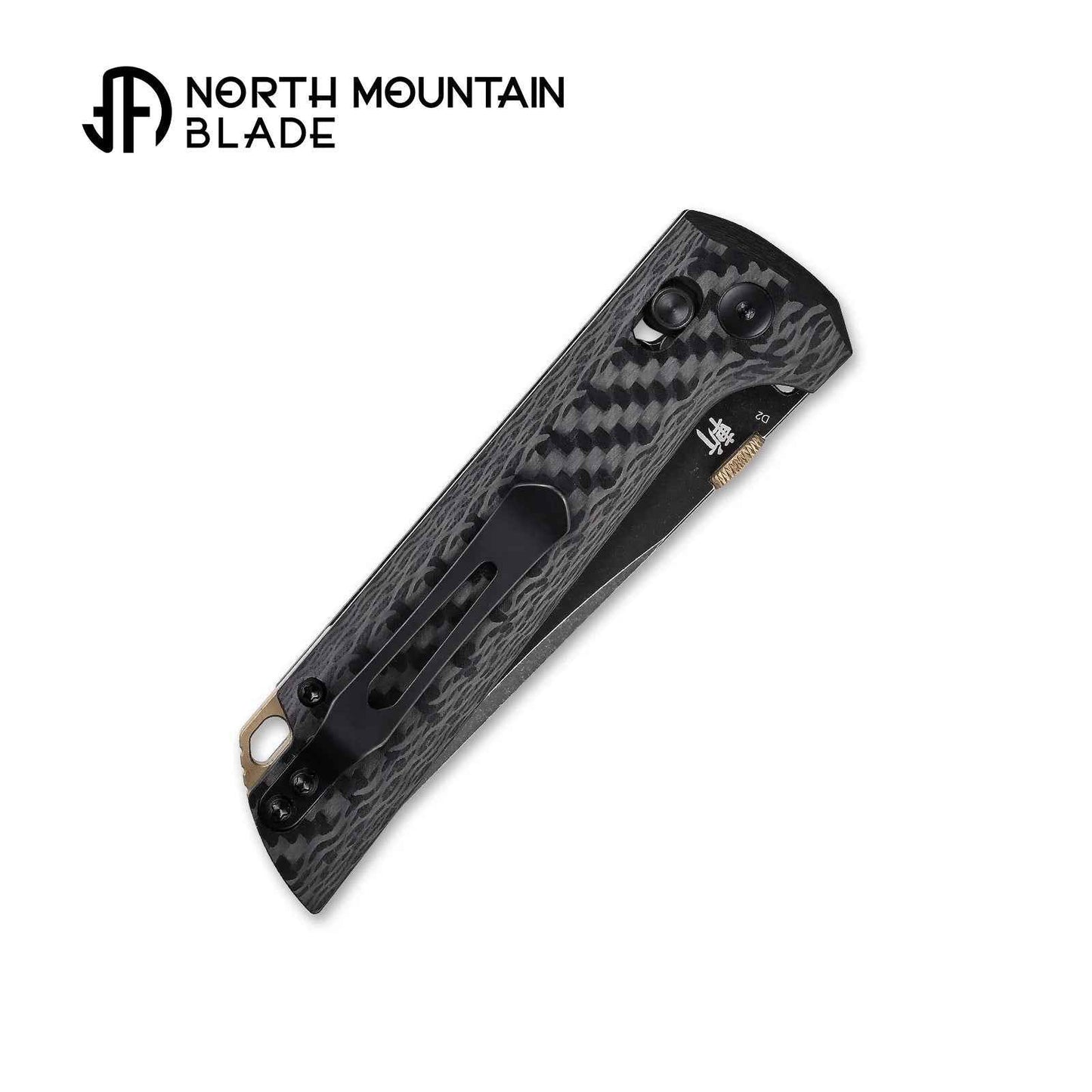 North Mountain Blade 2406-CF-D2BK Crossbar Lock Knife – 3.5" Black D2 Blade, Ambidextrous Tactical Folder