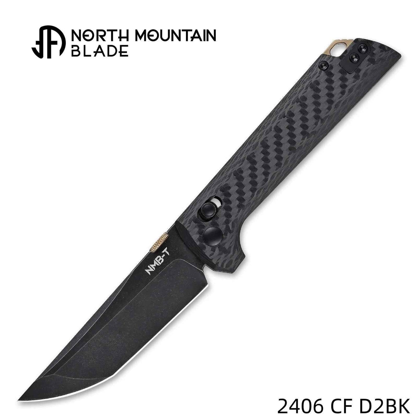 North Mountain Blade 2406-CF-D2BK Crossbar Lock Knife – 3.5" Black D2 Blade, Ambidextrous Tactical Folder