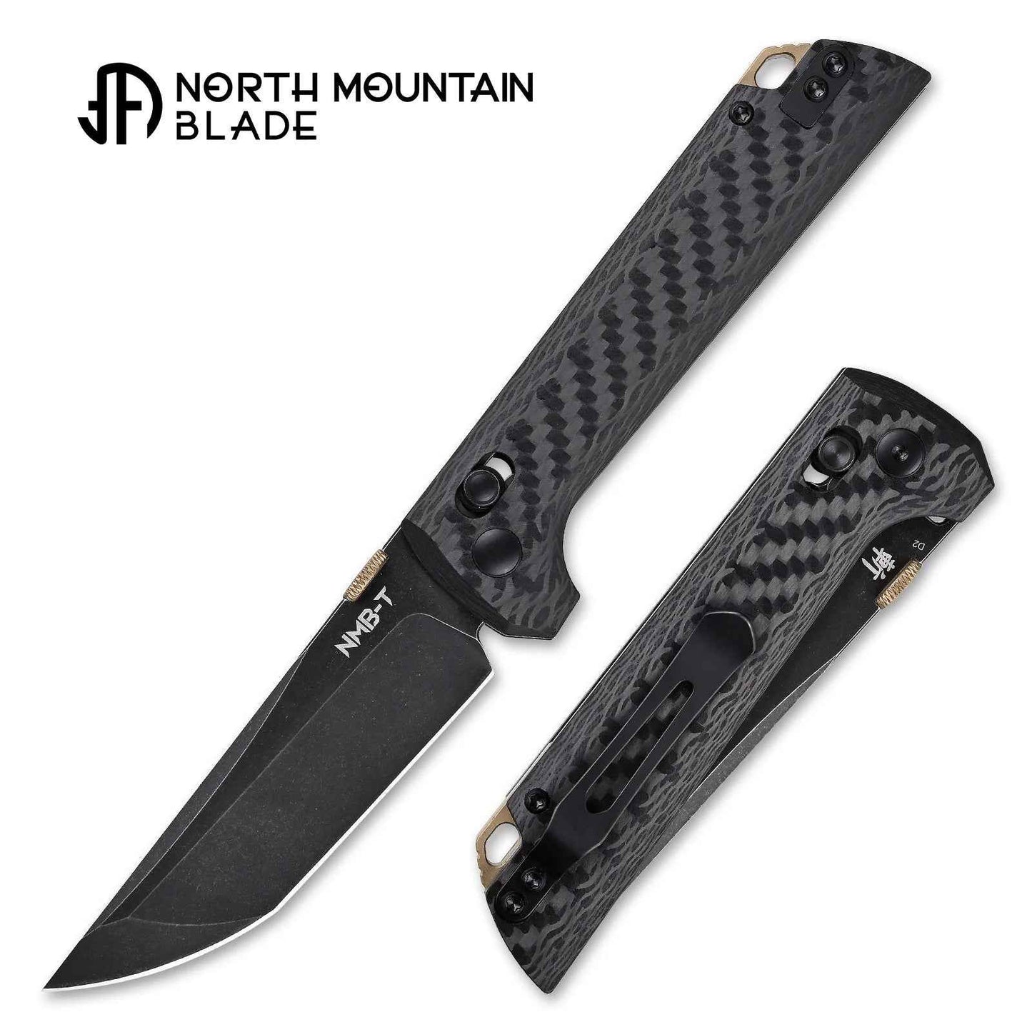 North Mountain Blade 2406-CF-D2BK Crossbar Lock Knife – 3.5" Black D2 Blade, Ambidextrous Tactical Folder
