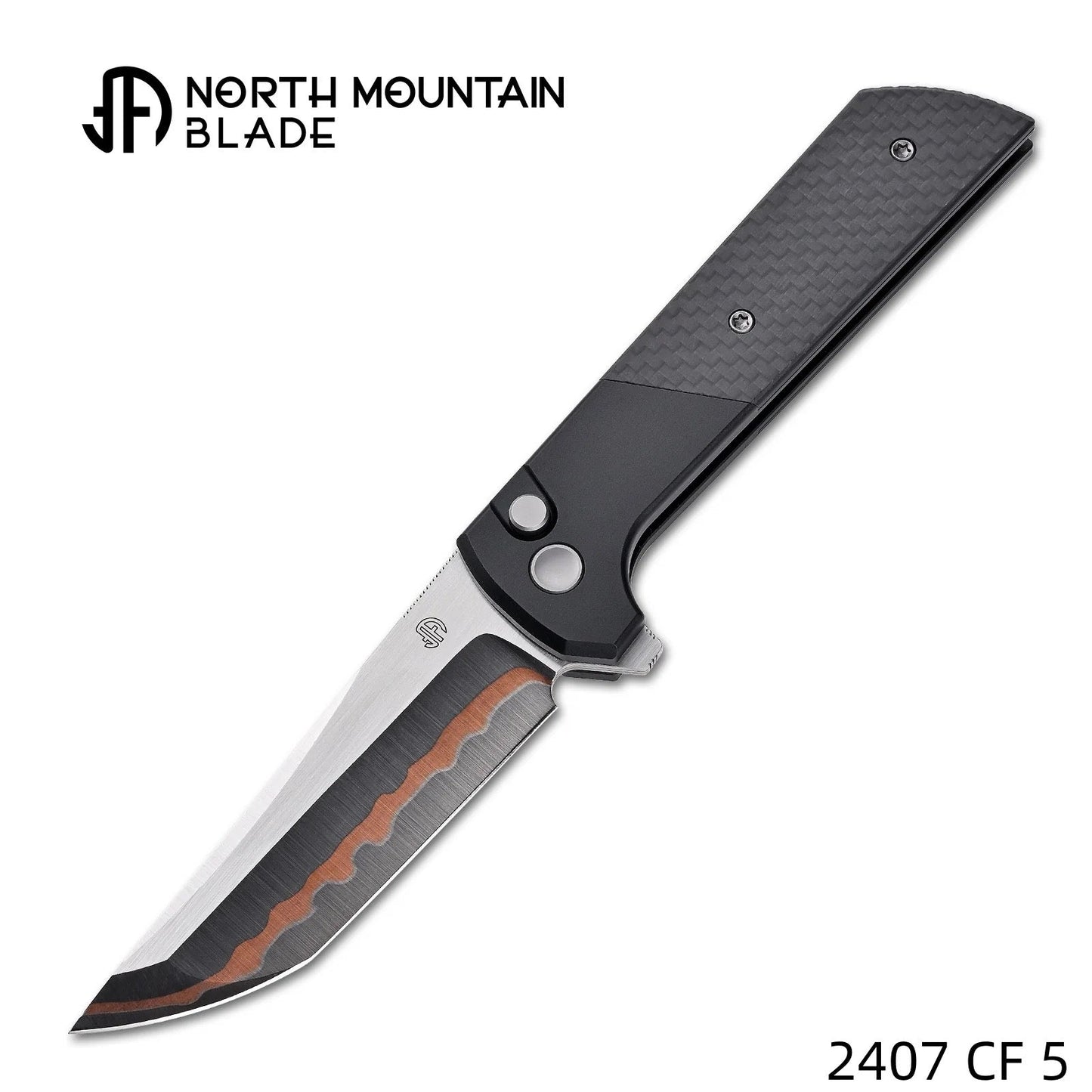 North Mountain Blade 2407-CF-5 Chop 2 3.5" Copper Blade Folding Knife Anodized Aluminum & Carbon Fiber Handle