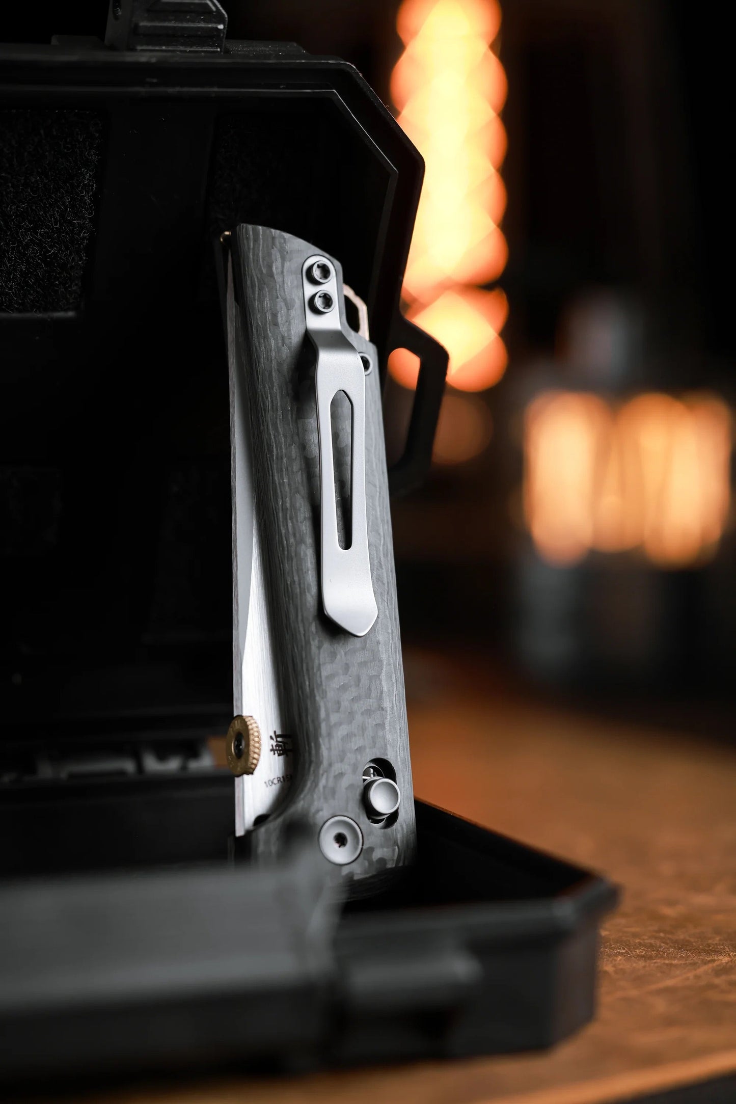 North Mountain Blade 2418-CF-5 Carbon Fiber Chop – 3.5" 5-Layer Copper Steel Crossbar Lock Folding Knife