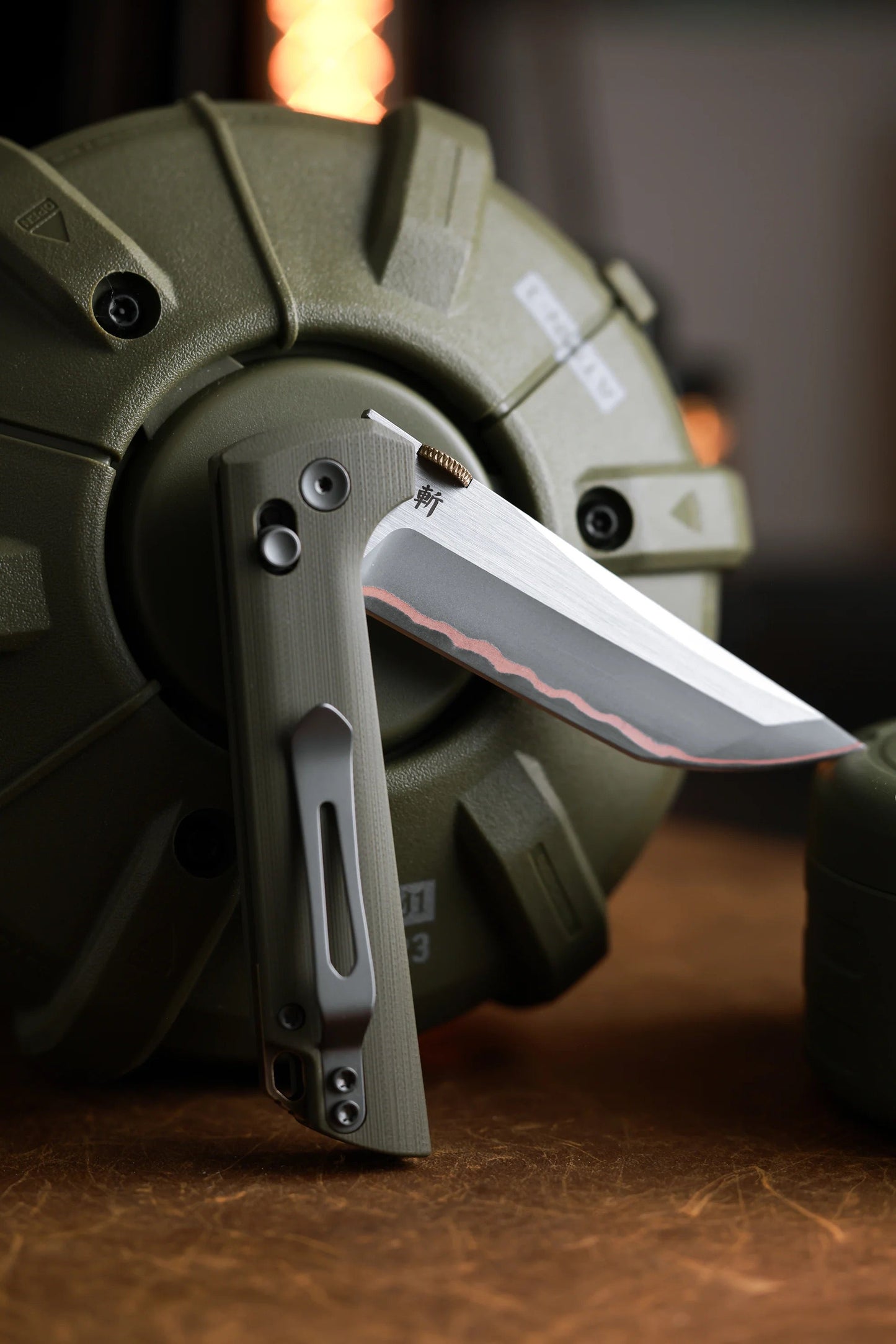 North Mountain Blade 2418-GR-5 Chop – Green G10 3.5" 5-Layer Copper Steel Crossbar Lock Knife