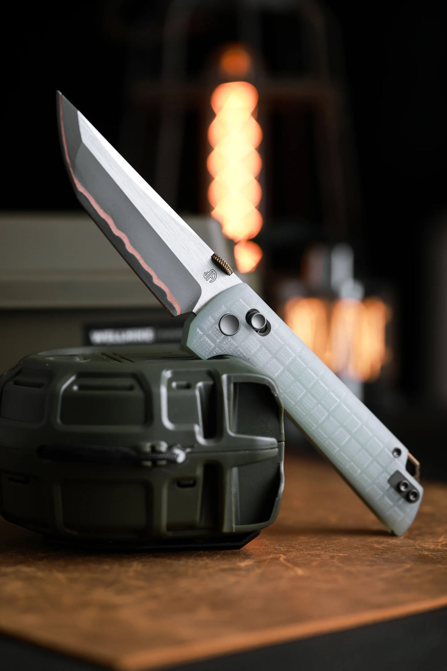 North Mountain Blade 2418-JD-G-5 copper steel folding knife front view