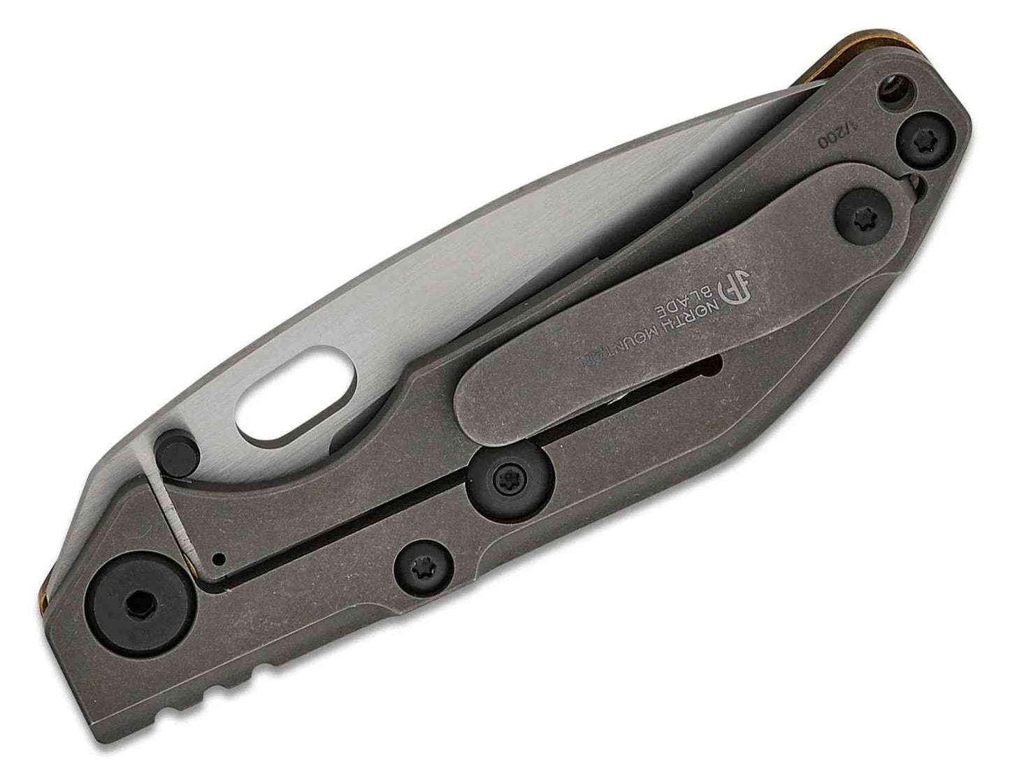 North Mountain Blade BBNM 2522-CU Bronze Tanto – 3.62" SLD Hamon Blade, Bronze Handle Frame Lock Knife